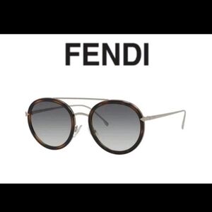 Fendi Men's Tortoise and Silver Sunglasses